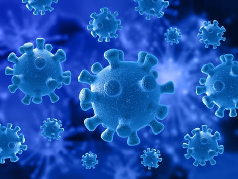 3D render of a medical background with virus cells depicting the coronavirus