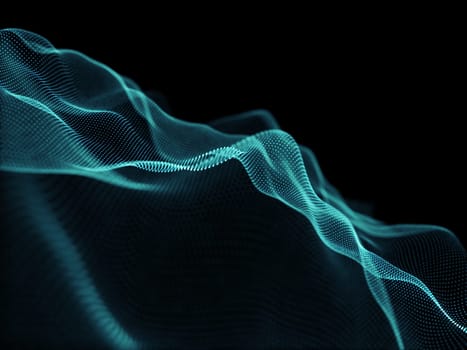 3D render of a modern background with flowing cyber dots