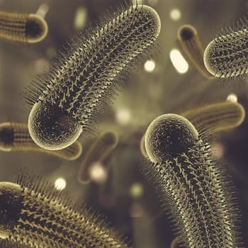 3D render of a medical image with virus cells