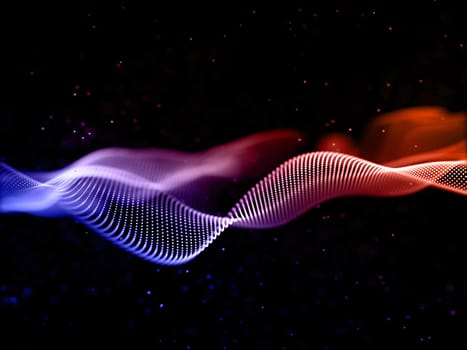 3D render of a modern background with flowing cyber particles