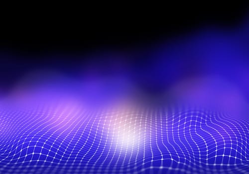 3D render of a modern low poly background with flowing grid