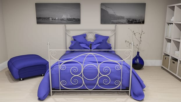 3D render of a modern bedroom interior