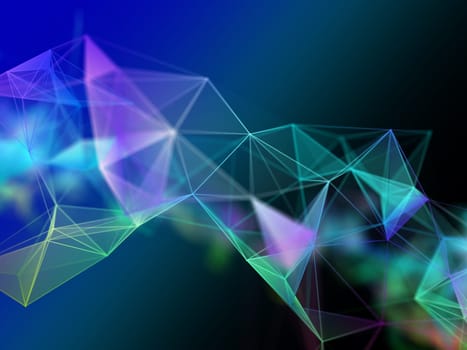 3D render of a modern plexus design. Network communications. Modern techno