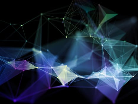 3D render of a modern network communications science background with plexus design