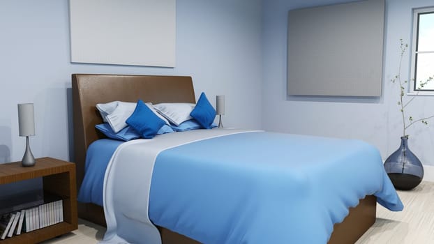 3D render of a modern bedroom interior
