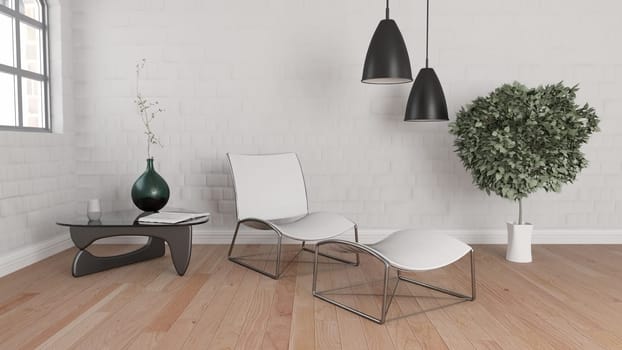 3D render of a modern room interior