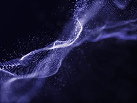 3D render of a modern particle design with flowing cyber dots