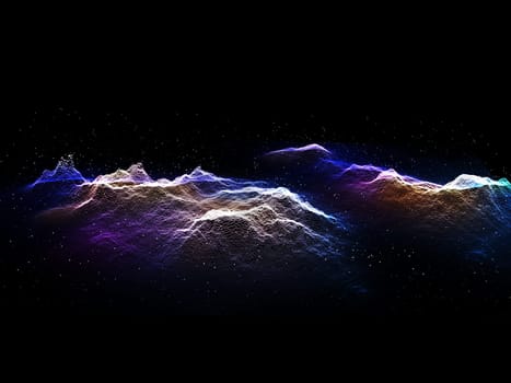 3D render of a modern tech landscape background of cyber particles