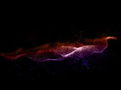 3D render of a modern techno network communications background with floating particles