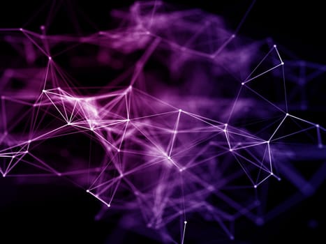 3D render of a modern network communications background with low poly design