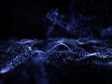 3D render of a modern particle design with flowing cyber dots