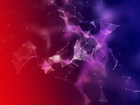 3D render of a network communications background with connecting dots and lines