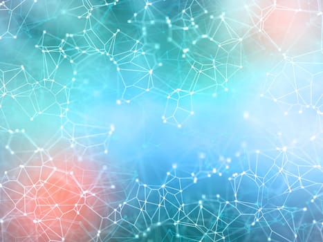 3D render of a network background with connecting lines and dots