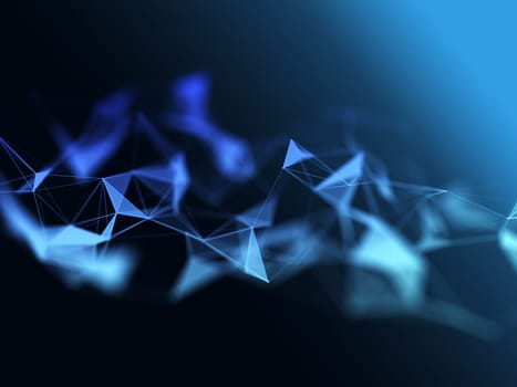 3D render of a network communications background with plexus design