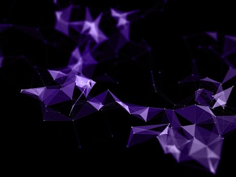 3D render of a network connections background with low poly design