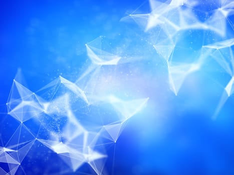 3D render of a network connections background, plexus design, communication