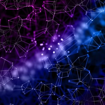 3D render of a plexus background with connecting lines and dots