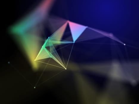3D render of a science background with low poly plexus design