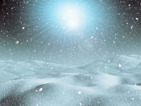 3D render of a snowy landscape