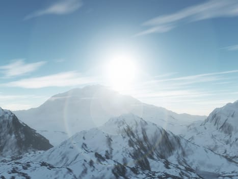 3D render of a snowy mountain landscape