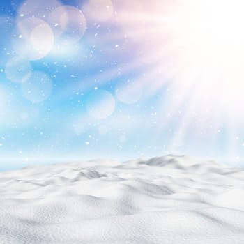 3D render of a snowy winter landscape