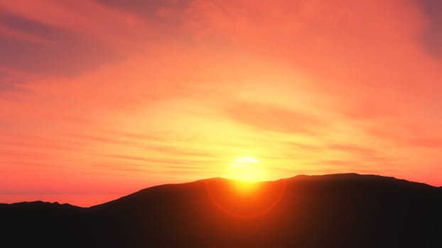 3D render of a sunset landscape