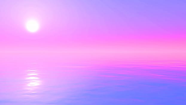 3D render of a sunset ocean landscape