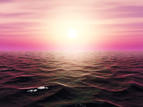 3D render of a stormy ocean landscape with shallow depth of field