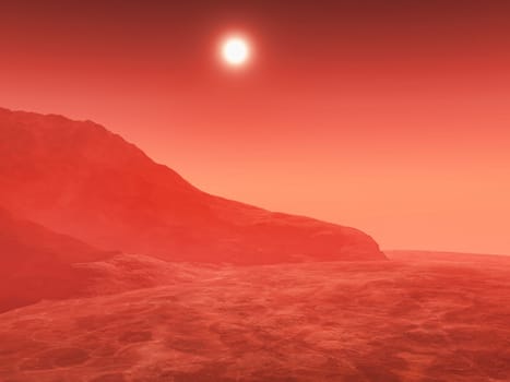 3D render of a surreal mars themed landscape
