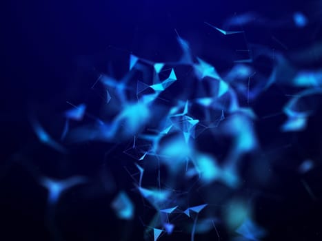 3D render of a techno background with connecting lines and dots - shallow depth of field