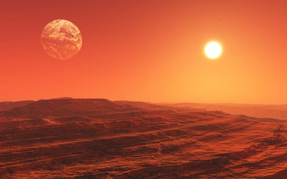 3D render of a surreal Mars style landscape