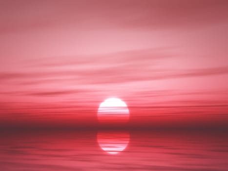 3D render of a sunset ocean