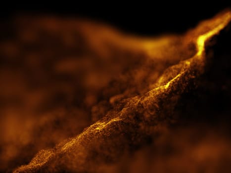 3D render of a techno background with particle design with shallow depth of field