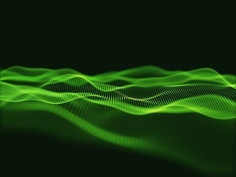 3D render of a techno science background with flowing particles