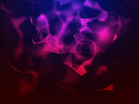 3D render of a techno communications background with plexus design