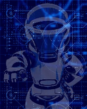 3D render of a technology background with robot design