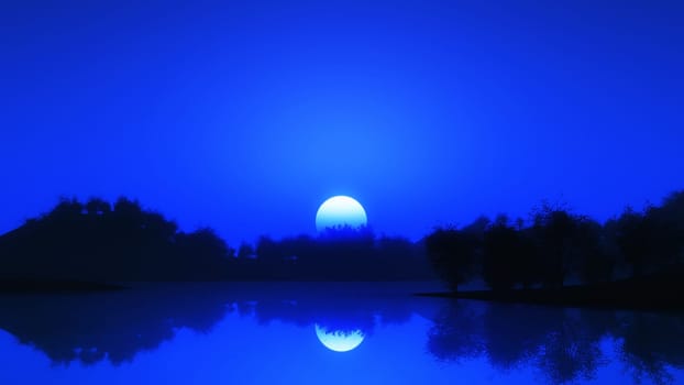 3D render of a tree landscape against a night sky