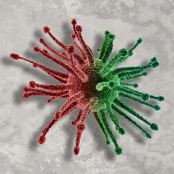 3D render of a virus cell on a concrete texture background