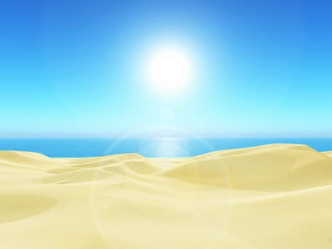 3D render of a tropical landscape with sand and sea