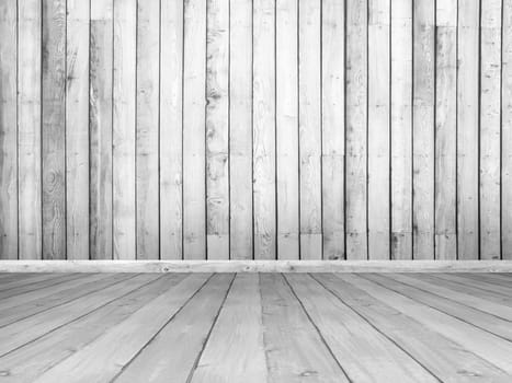 3D render of a white wooden room interior