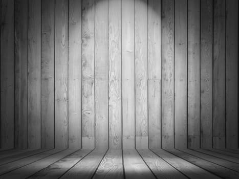 3D render of a wooden room interior with display lights