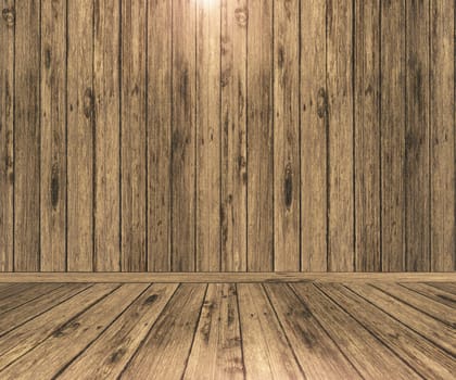 3D render of a wooden room interior