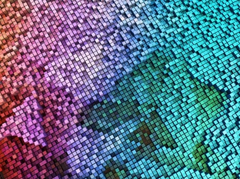 3D render of an abstract background of extruding blocks