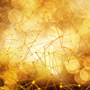 3D render of an abstract background of low poly design with connecting lines and dots