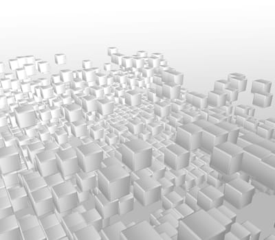 3D render of an abstract background of white cubes