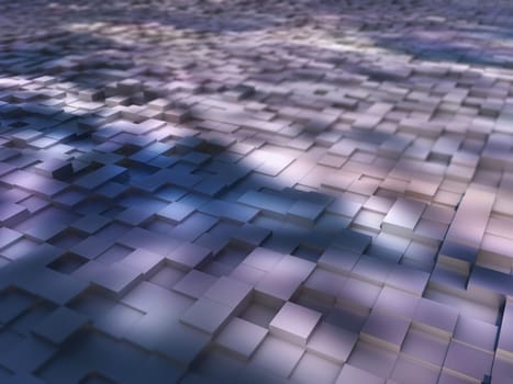 3D render of an abstract background with extruding blocks