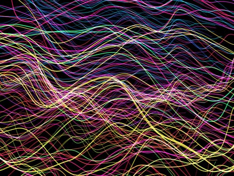 3D render of an abstract background with chaotic coloured lines