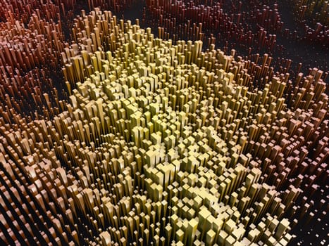 3D render of an abstract background with extruding blocks