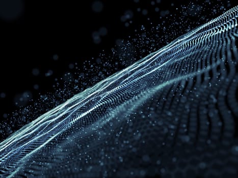 3D render of an abstract background with a digital cyber particles design