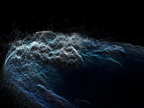 3D render of an abstract background with cyber particle design